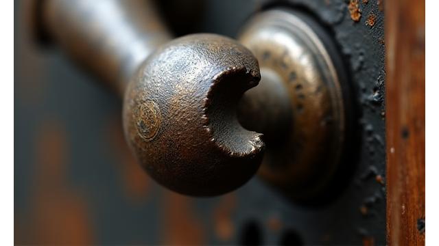 一部パーツが欠損した古い金属製レバー